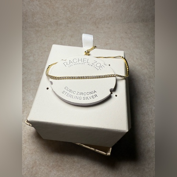 Rachel Zoe Cubic Zirconia Gold Plated Sterling Silver Tennis Bracelet,NWT - Picture 3 of 6